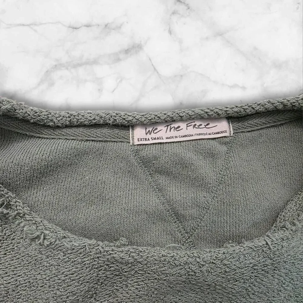 Free People Palo Alto Stripe Sweatshirt Cool Moss Size XS